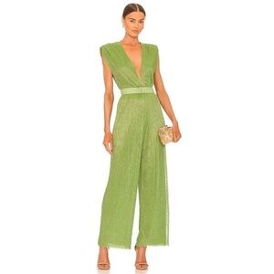 Sabina Musayev Orin Lurex Jumpsuit in Lemongrass Size Medium